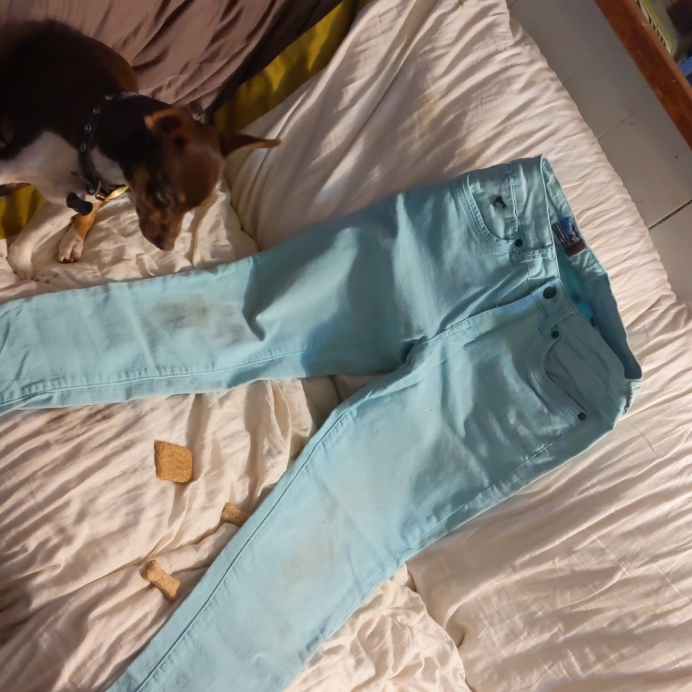Turquoise skinny jeans